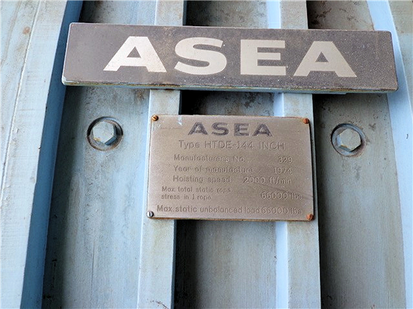 ASEA ABB 12' x 6.5' Single Drum Mine Hoist